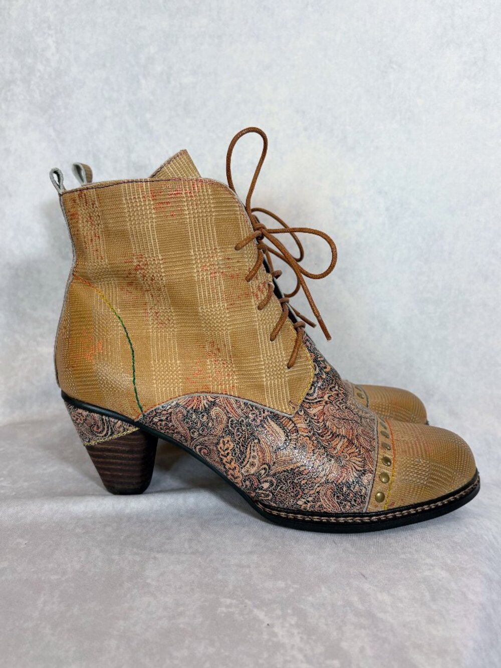 Spring Step L'Artiste "Habitat" Lace-up Zipper Ankle Boot TanSize US10.5/EU41